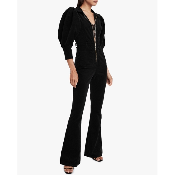 We Wore What 70s Corduroy Puff Sleeve Flared Jumpsuit - Picture 12 of 14